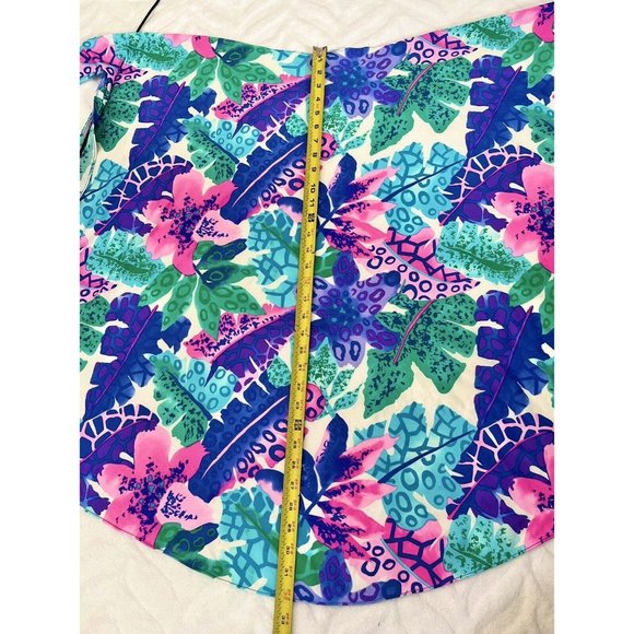 Vintage 80s Sarong Wrap Skirt Tropical Print Swimsuit Coverup One Size - Picture 5 of 8